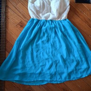 Body Central Dress in White and Blue